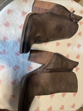 Women's Brown Suede Ankle Booties with Side Zip